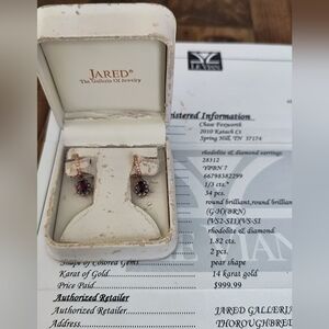 Rhodolite & diamond earrings